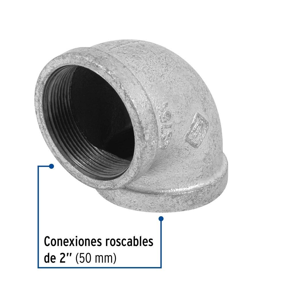 Codo 90° acero galvanizado de 2', Foset