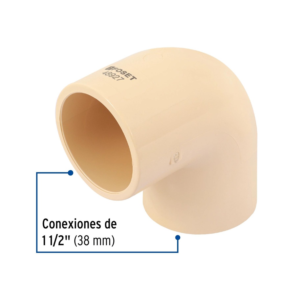 Codo 90° de CPVC de 1-1/2', Foset