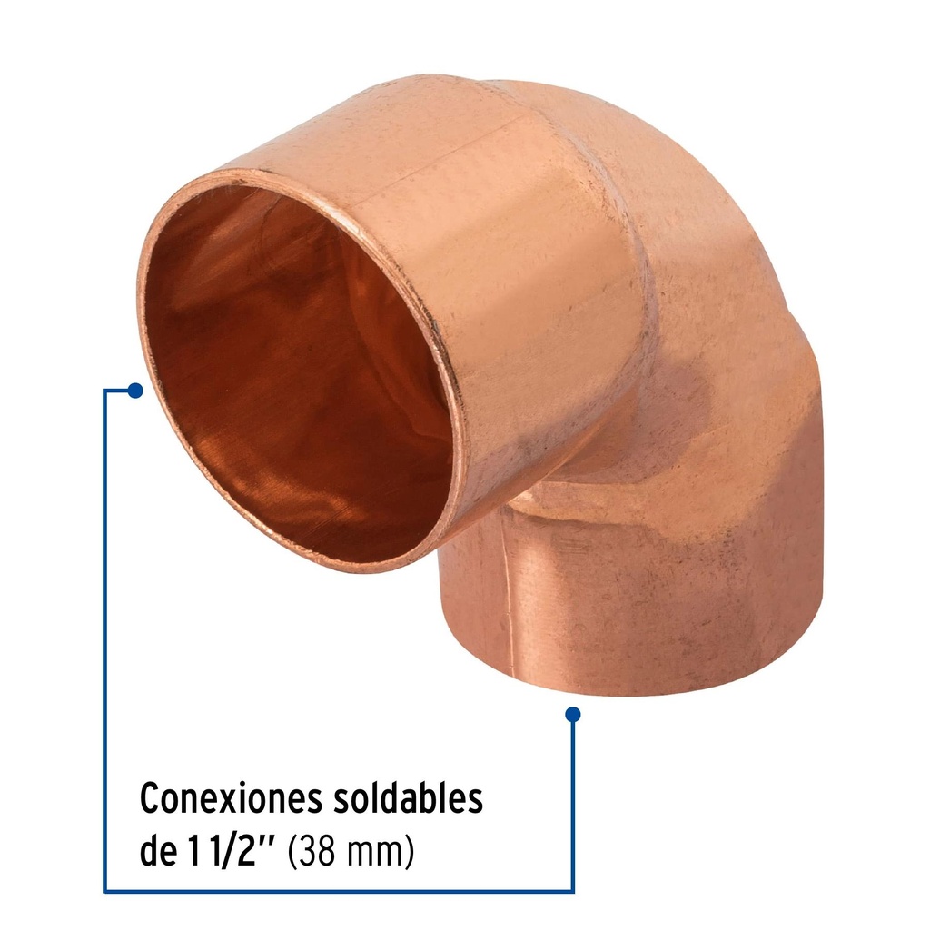 Codo 90° de cobre de 1-1/2', Foset