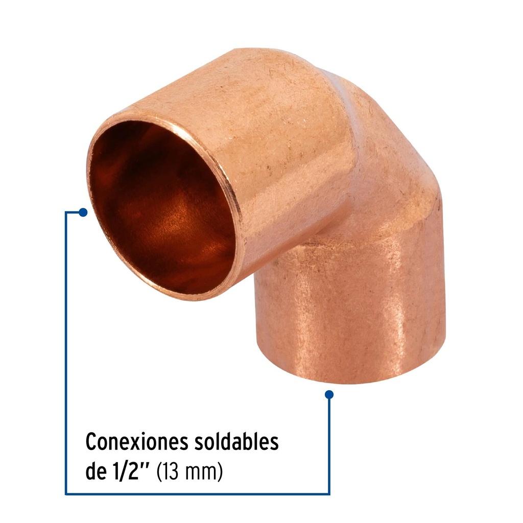 Codo 90° de cobre de 1/2', Foset