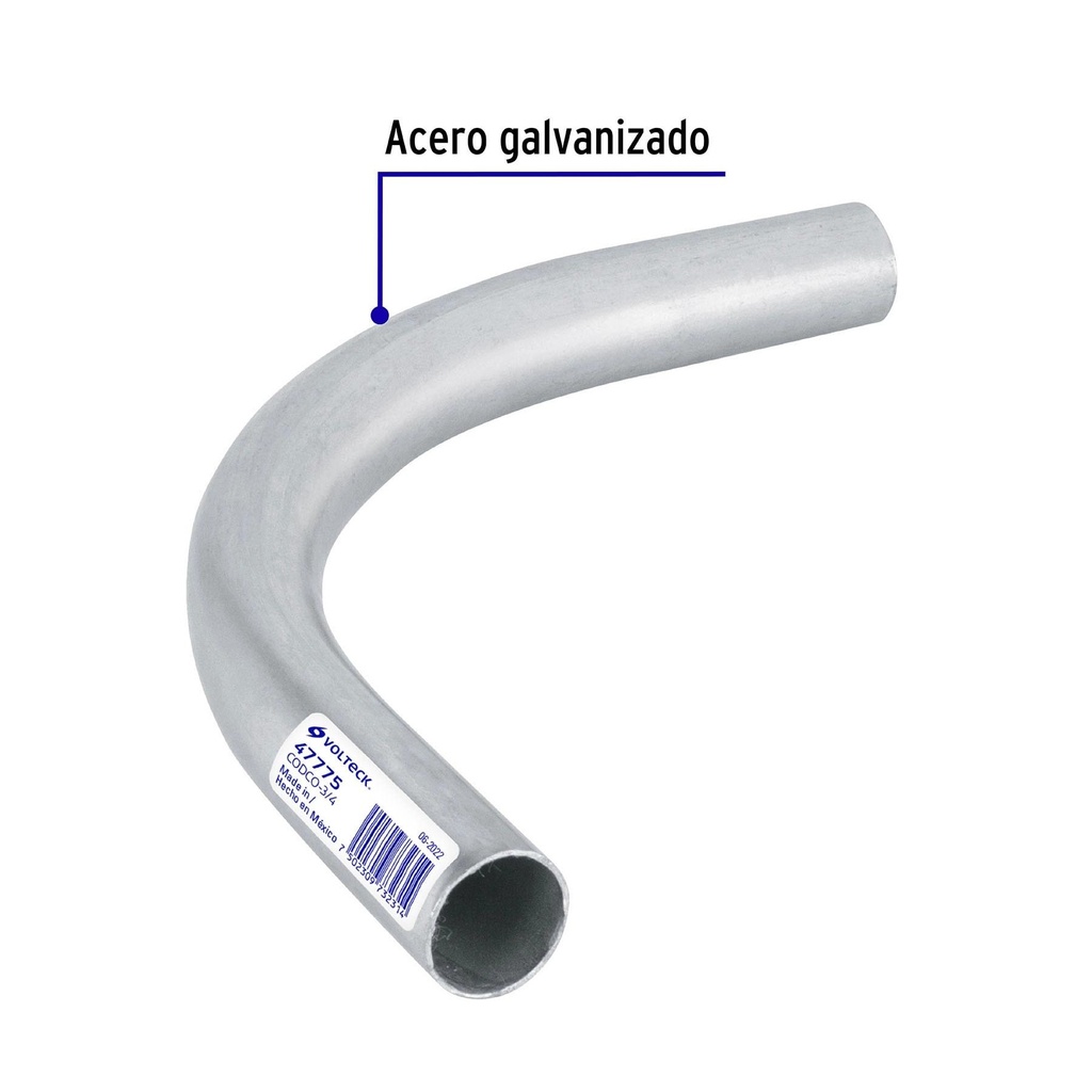 Codo Conduit 90° de 3/4' galvanizado pared delgada et. verde