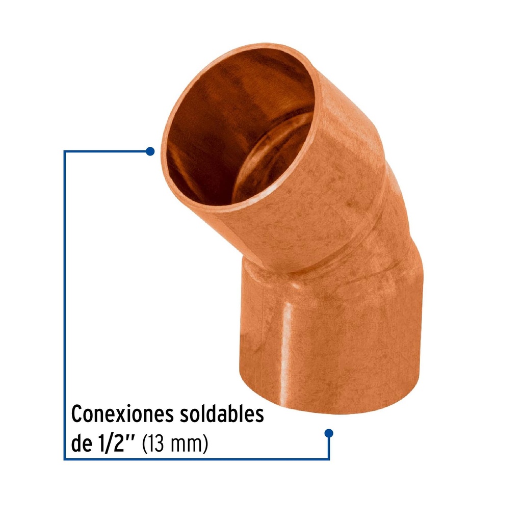 Codo de cobre 45° de 1/2', Foset Basic