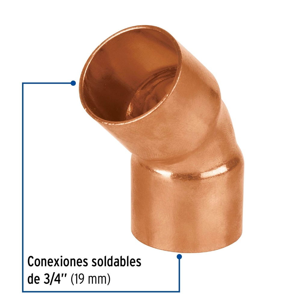 Codo de cobre 45° de 3/4', Foset Basic