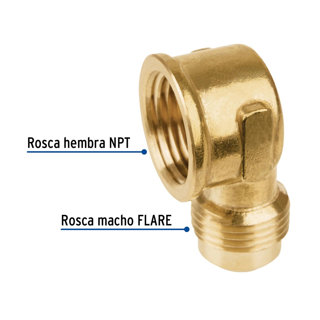 Codo para estufa a 90° de latón de 1/2 x 1/2', Foset