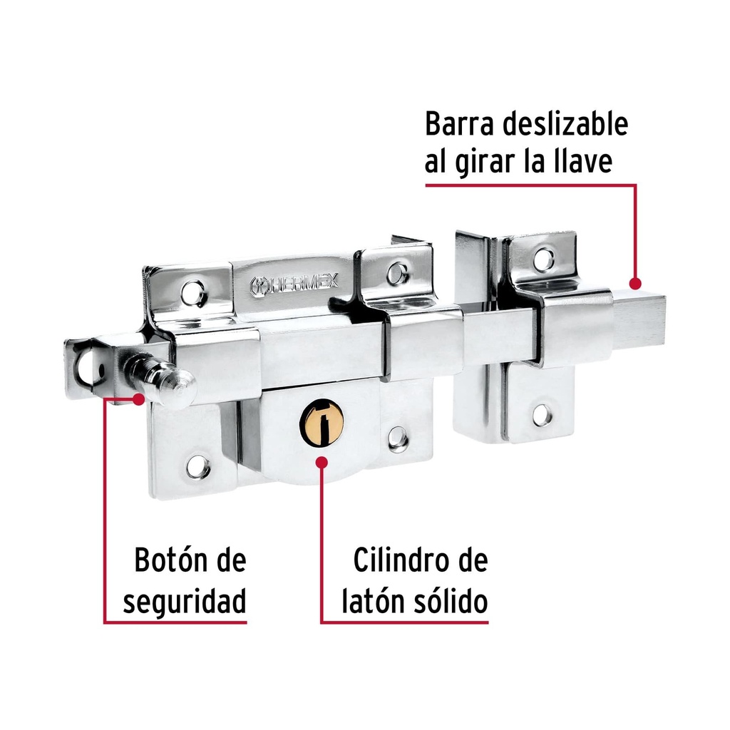 Cerradura de barra fija, derecha, Hermex