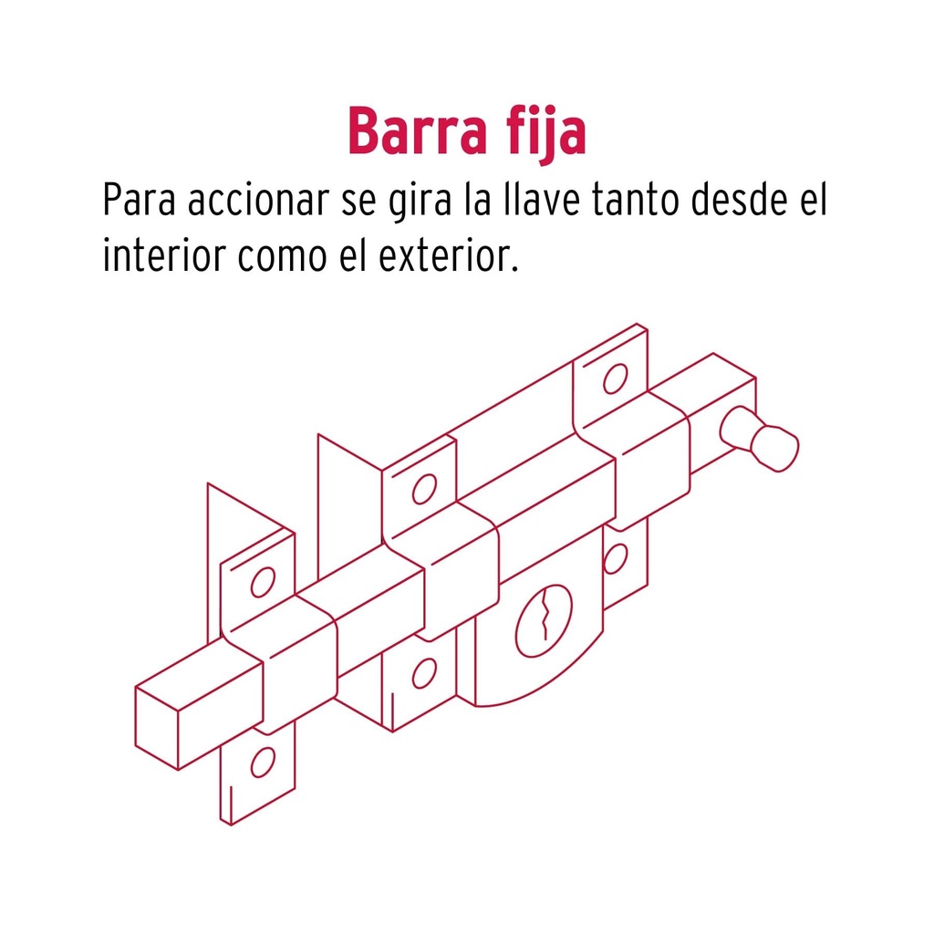 Cerradura de barra fija, llave tetra, izquierda, Hermex