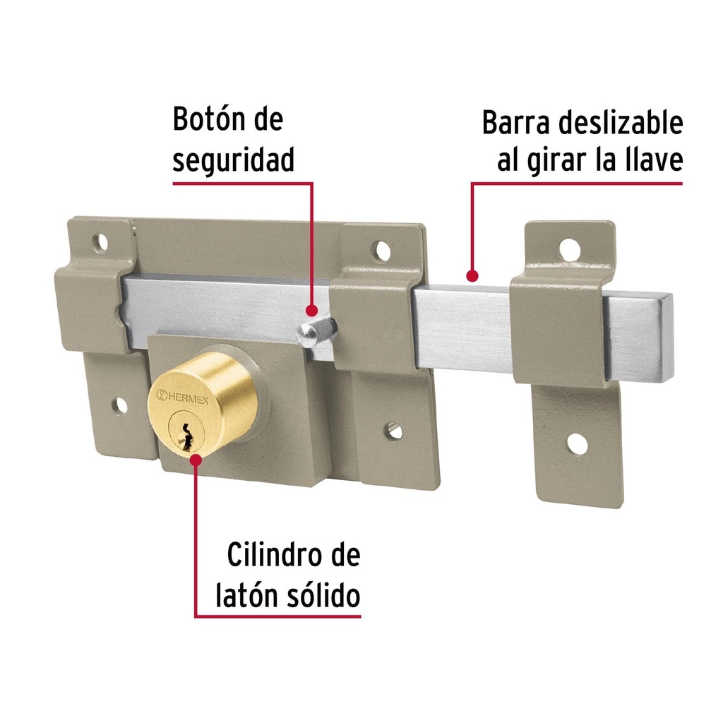 Cerradura de barra libre con 2 llaves estándar, Hermex