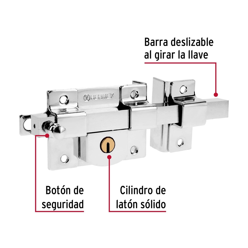 Cerradura de barra libre, derecha, Hermex