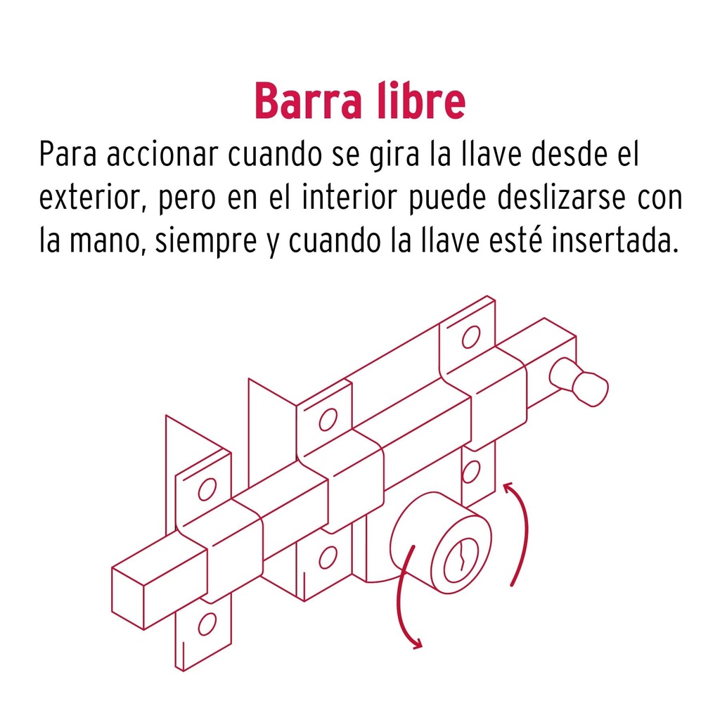 Cerradura de barra libre, derecha, Hermex