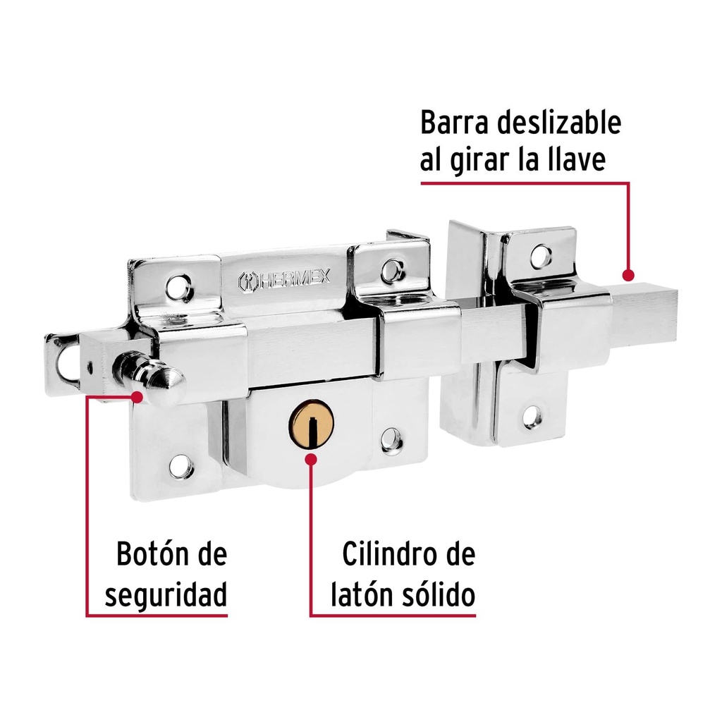 Cerradura de barra libre, derecha, blíster, Hermex