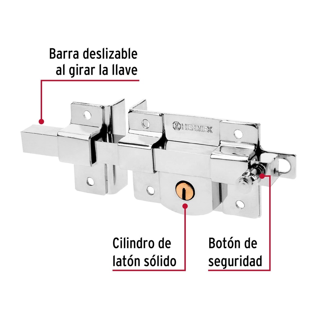 Cerradura de barra libre, izquierda, blíster, Hermex