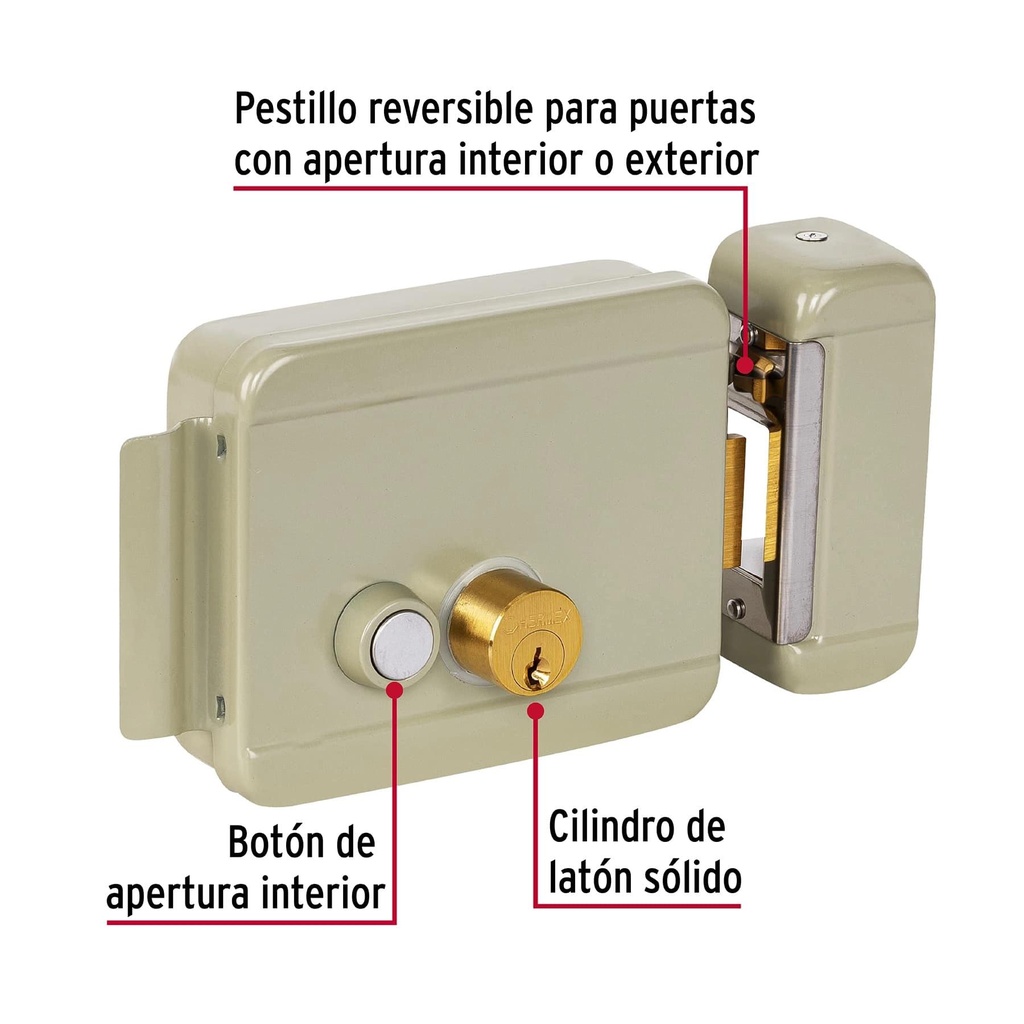 Cerradura electromecánica con botón, derecha, Hermex