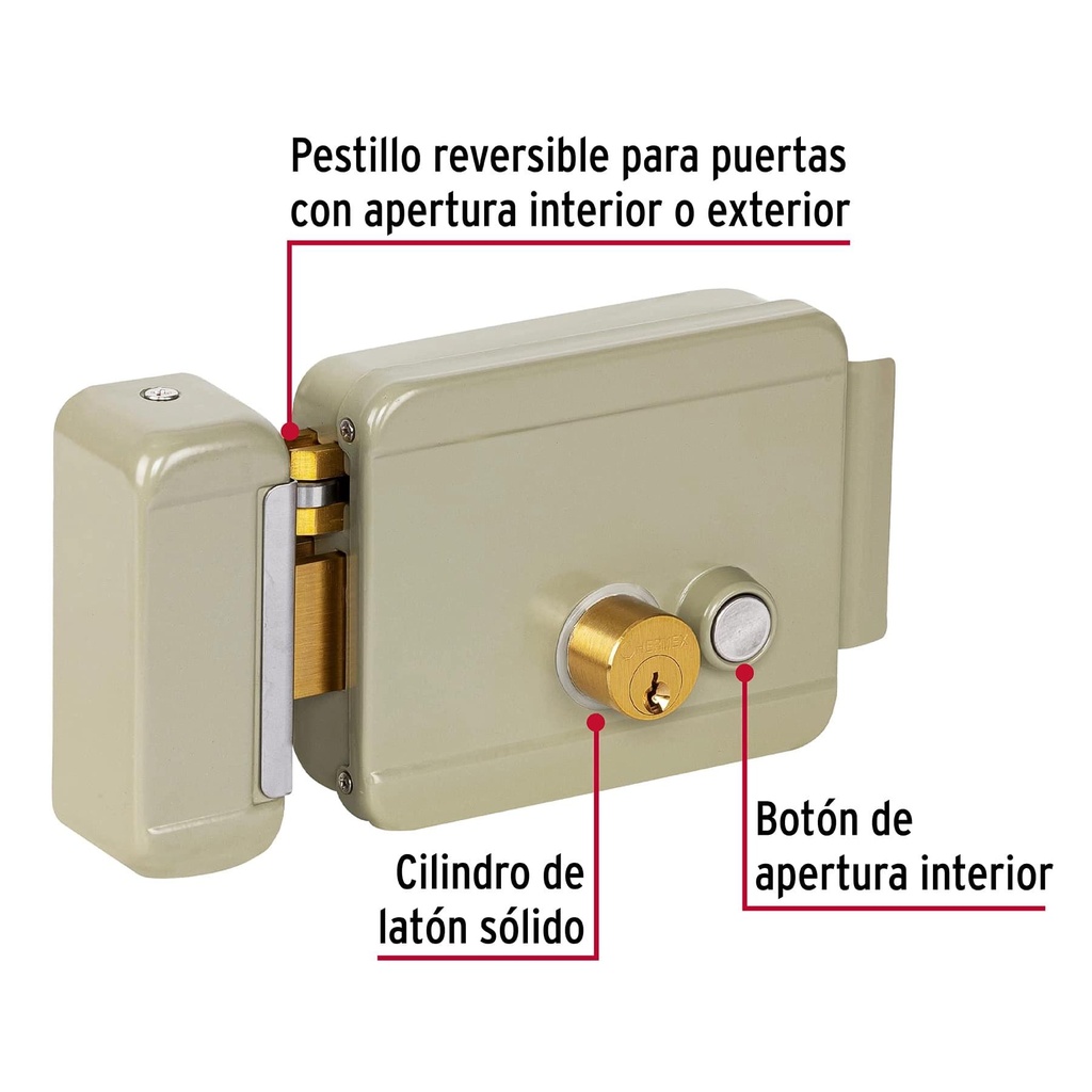 Cerradura electromecánica con botón, izquierda, Hermex