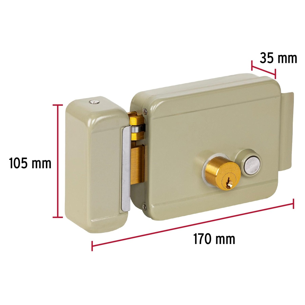 Cerradura electromecánica con botón, izquierda, Hermex