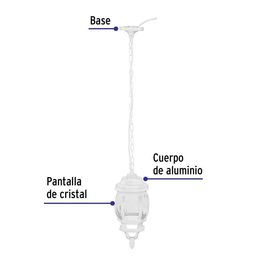 Arbotante tradicional colgante blanco, lámpara no incluida