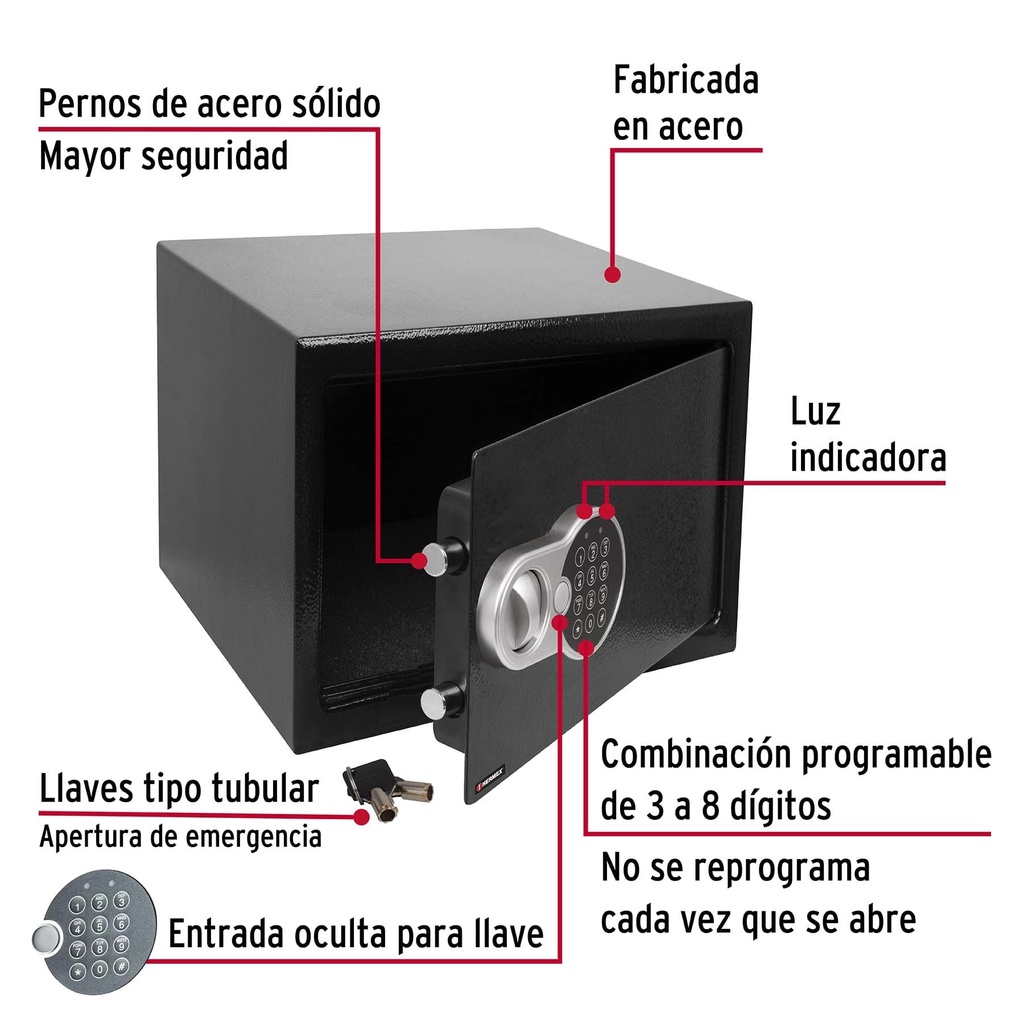 Caja de seguridad electrónica, mediana, Hermex