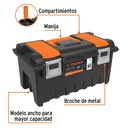 Caja p/herramienta 22' c/compartimentos y broches metálicos