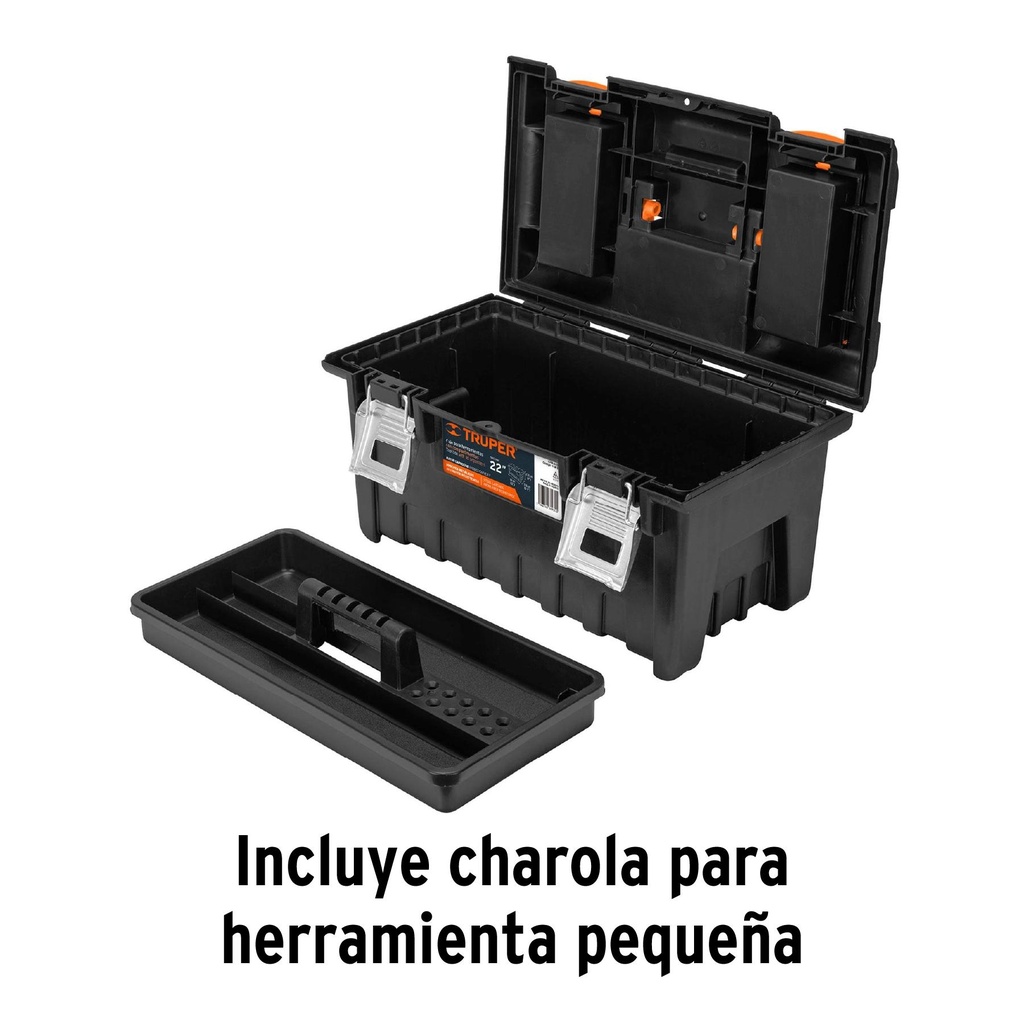 Caja p/herramienta 22' c/compartimentos y broches metálicos