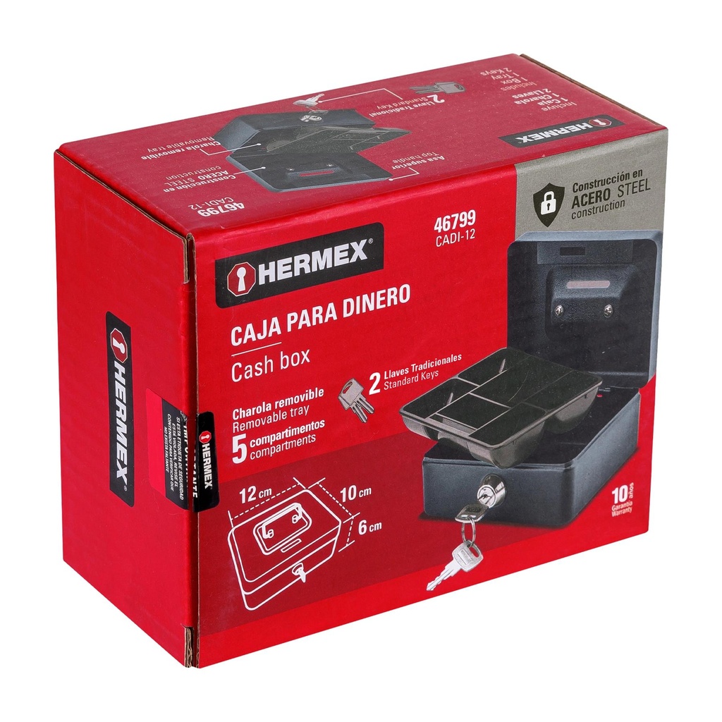 Caja para dinero, 12 cm, Hermex