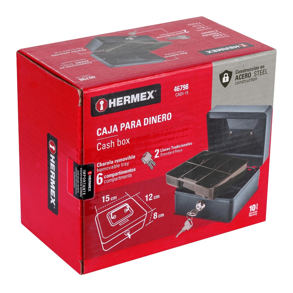 Caja para dinero, 15 cm, Hermex