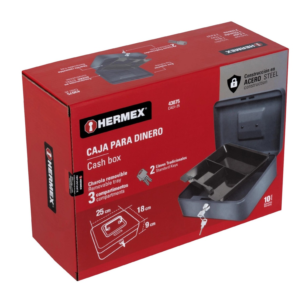 Caja para dinero, 25 cm, Hermex