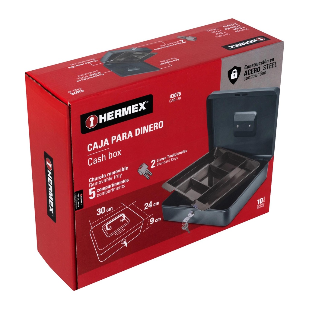 Caja para dinero, 30 cm, Hermex