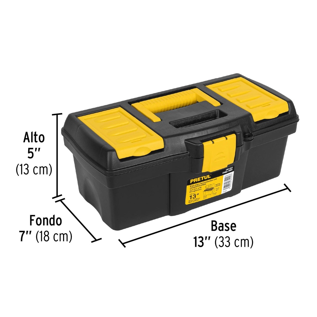 Caja para herramienta de 13' con compartimentos, Pretul