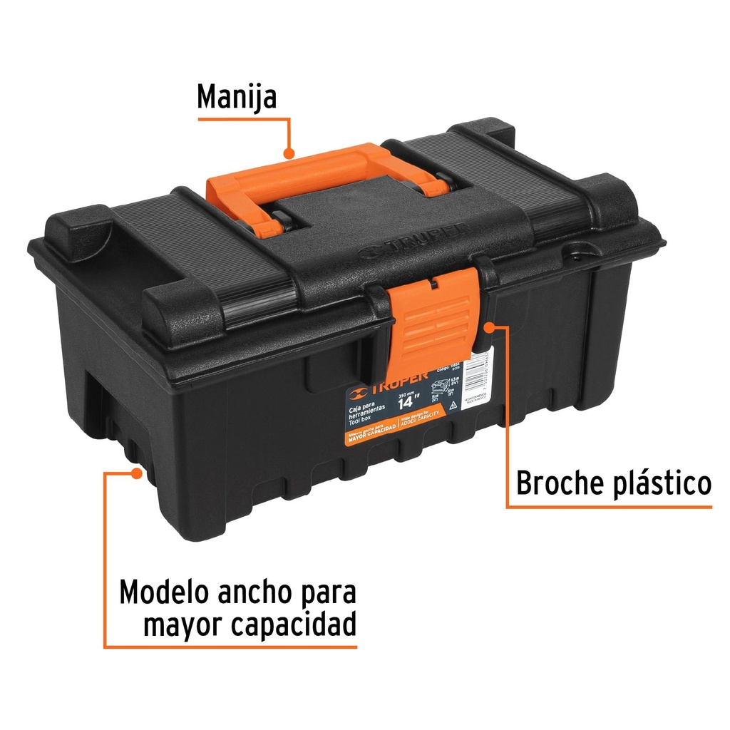 Caja para herramienta de 14' sin compartimentos, Truper