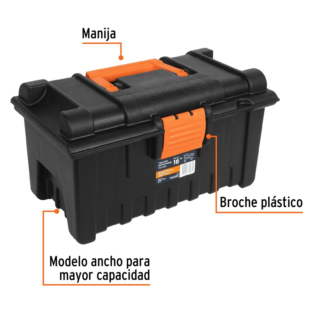 Caja para herramienta de 16' sin compartimentos, Truper