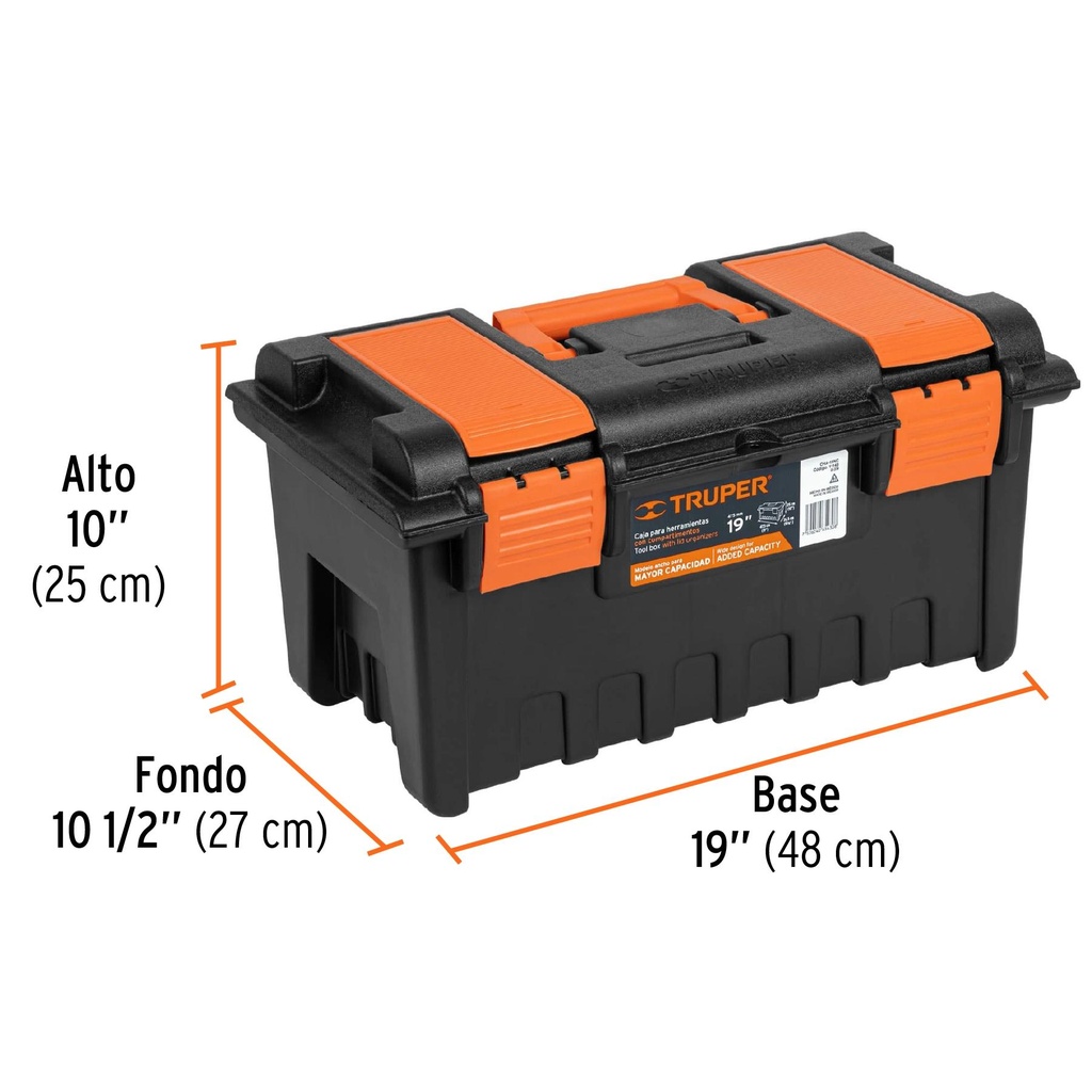 Caja para herramienta de 19' con compartimentos, Truper