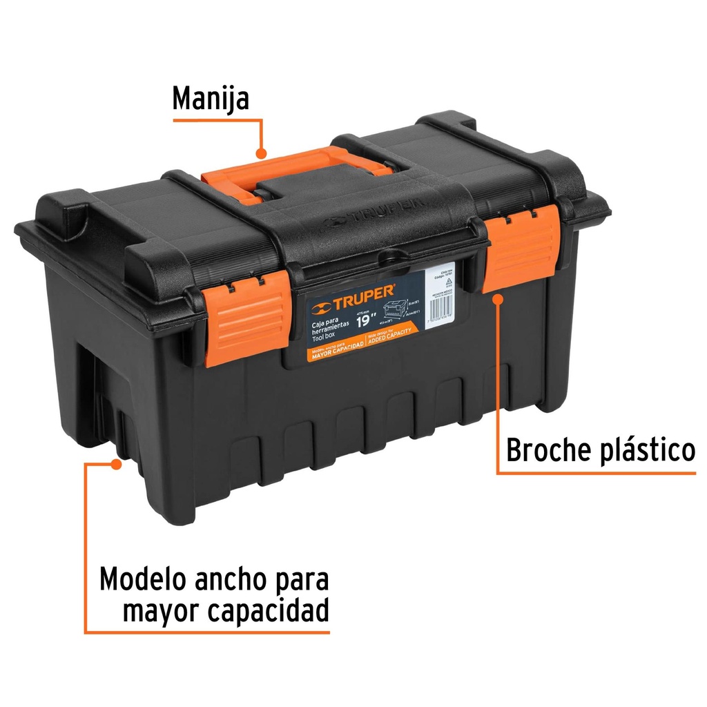 Caja para herramienta de 19' sin compartimentos, Truper