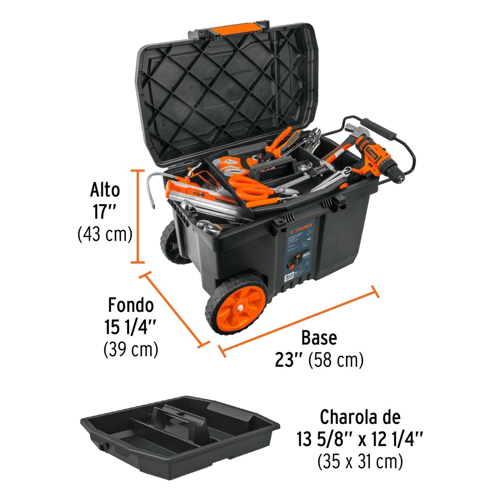 Caja para herramienta de 23' con ruedas y mango telescópico