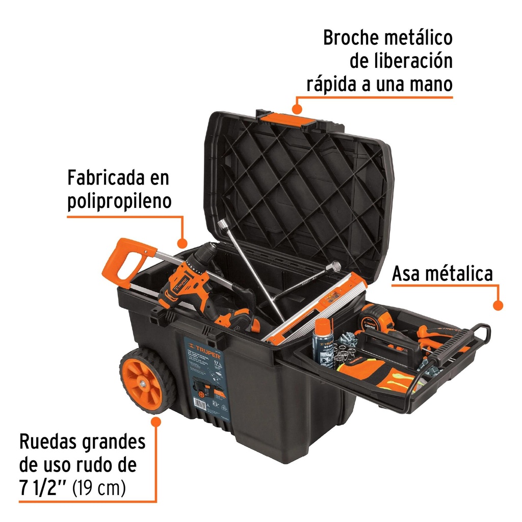 Caja para herramienta de 23' con ruedas y mango telescópico