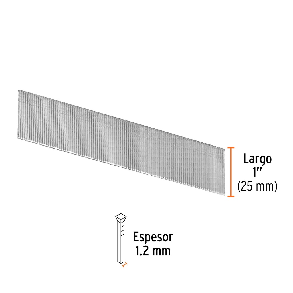 Caja con 5000 clavos calibre 18, 25 mm para CLNE-18, Truper