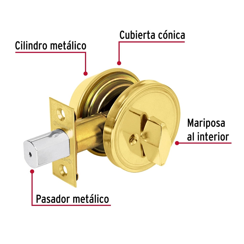 Cerrojo llave-mariposa latón brillante, llave tradicional