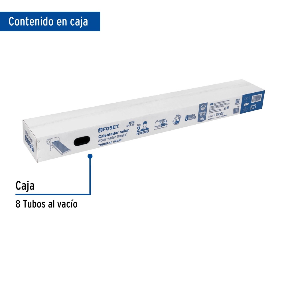 Caja con 8 tubos de vidrio para CALE-8S, Foset