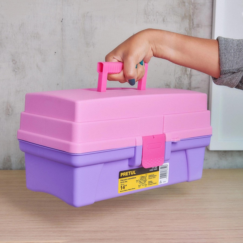 Caja cosmetiquera 14', rosa/morado, Pretul