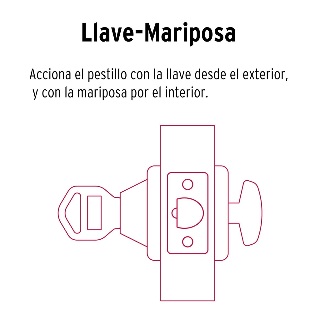 Cerrojo llave-mariposa latón brillante, llave de puntos