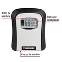 Caja de combinación guardallaves para pared, 12cm, Hermex