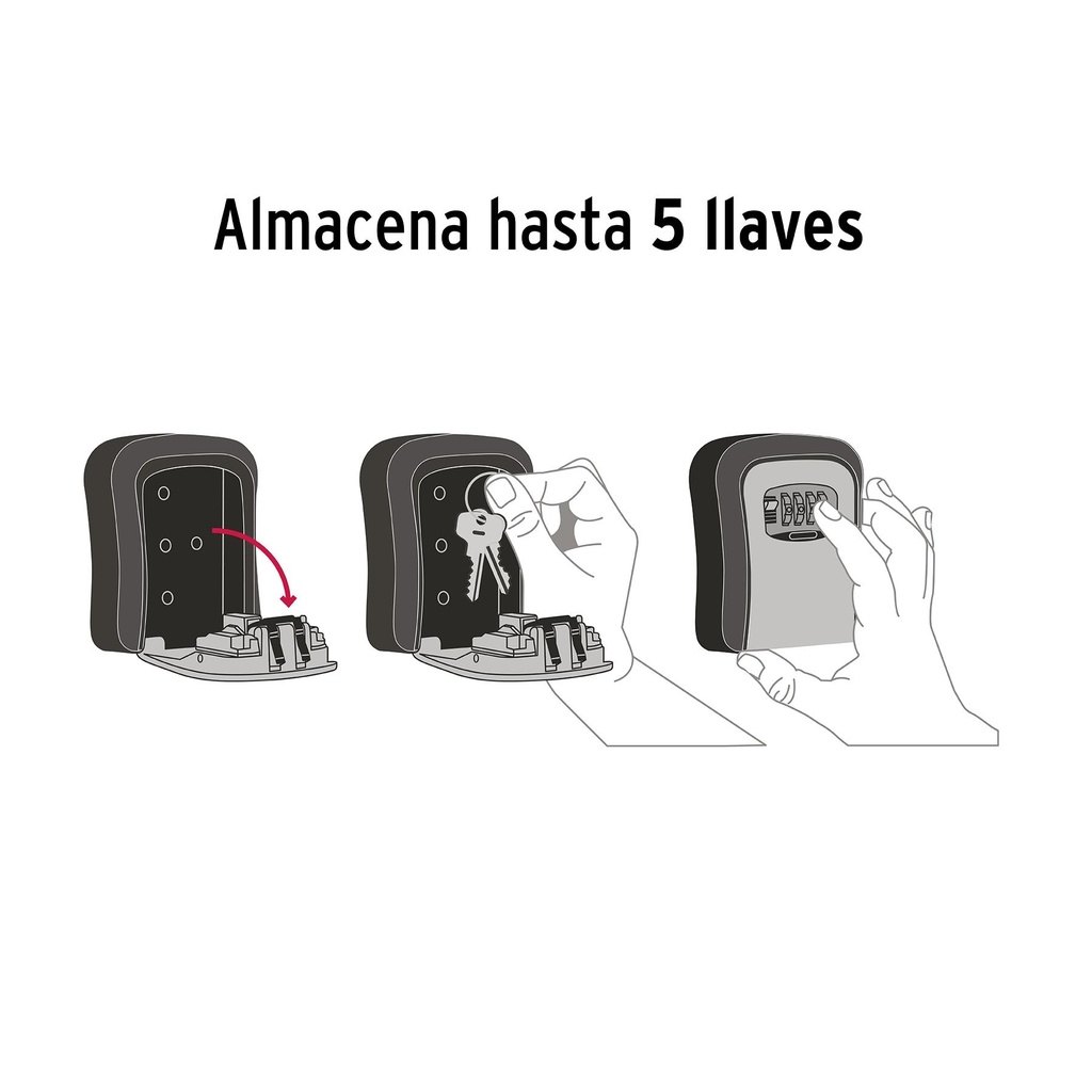 Caja de combinación guardallaves para pared, 12cm, Hermex