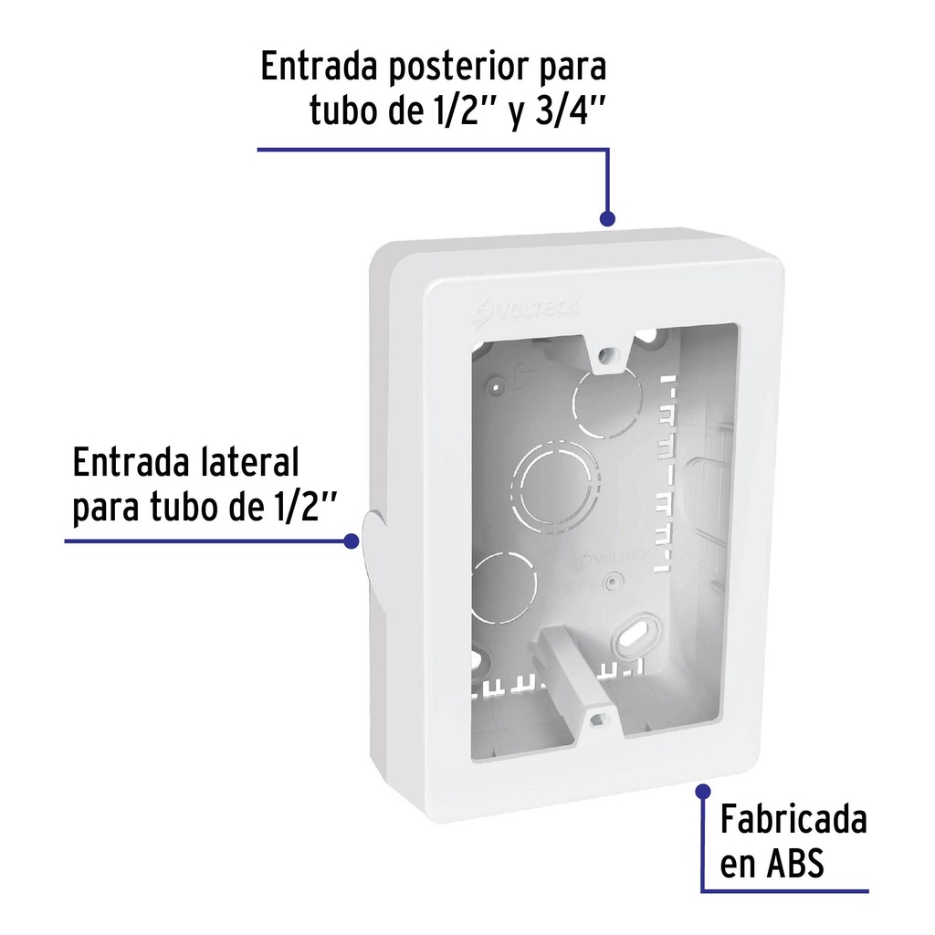 Caja de contactos para canaleta 3' x 5', blanca, Volteck