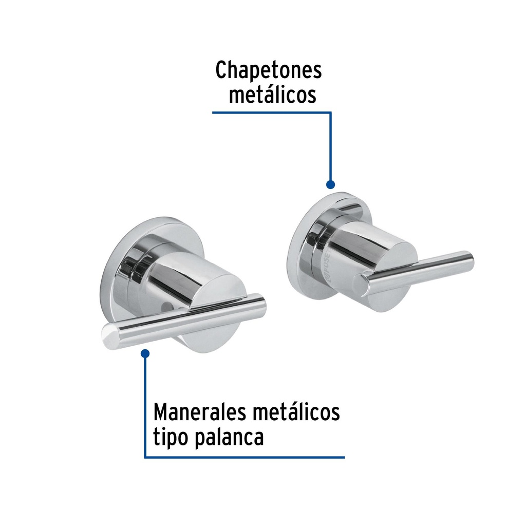 Caja con 2 manerales acabado cromo para regadera, Element