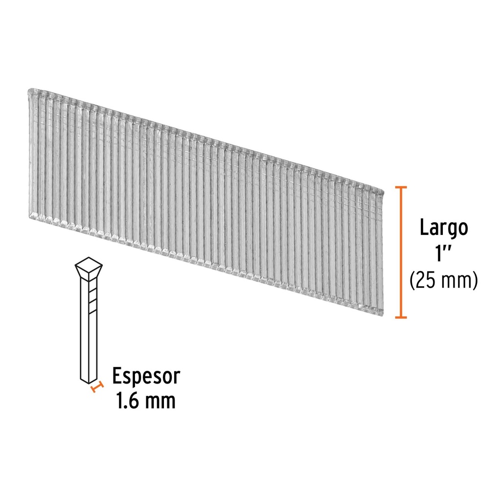 Caja con 2500 clavos calibre 16, 25 mm para CLNE-16, Truper