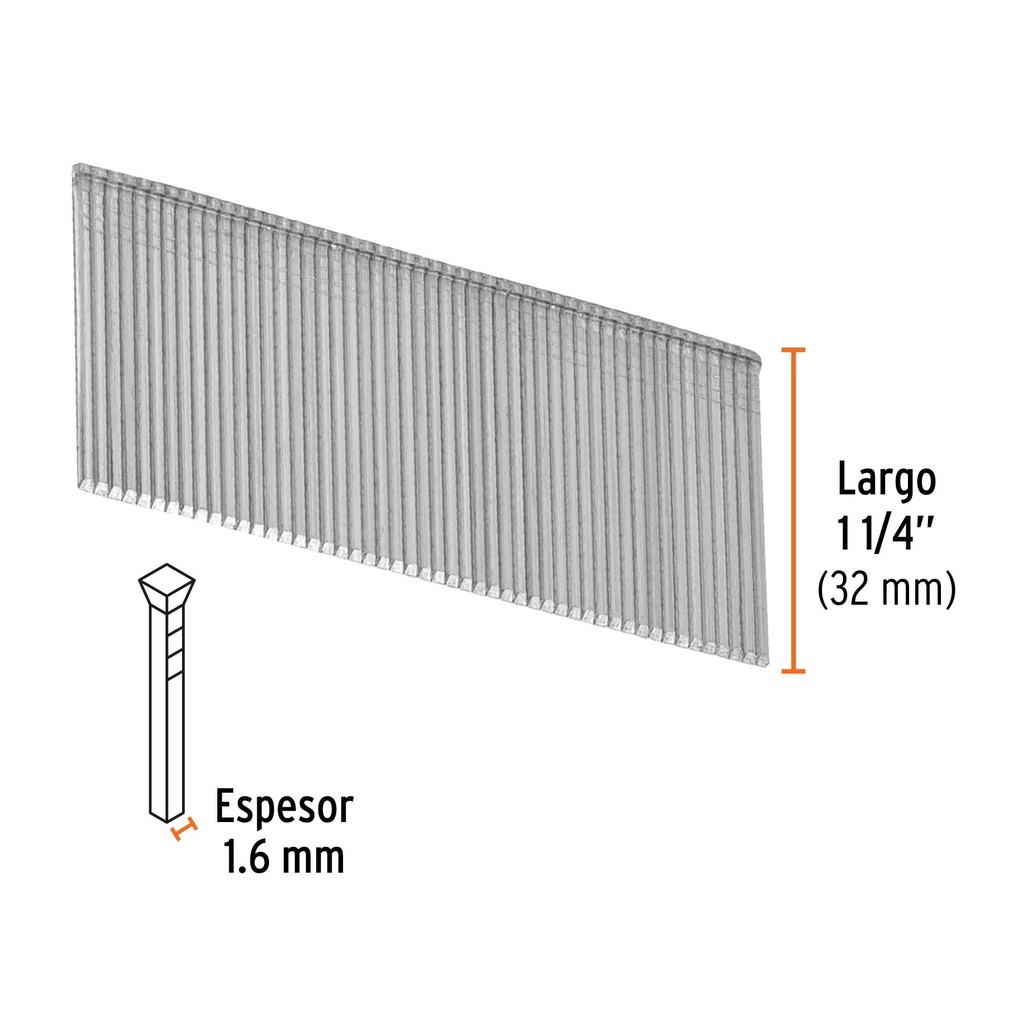 Caja con 2500 clavos calibre 16, 32 mm para CLNE-16, Truper