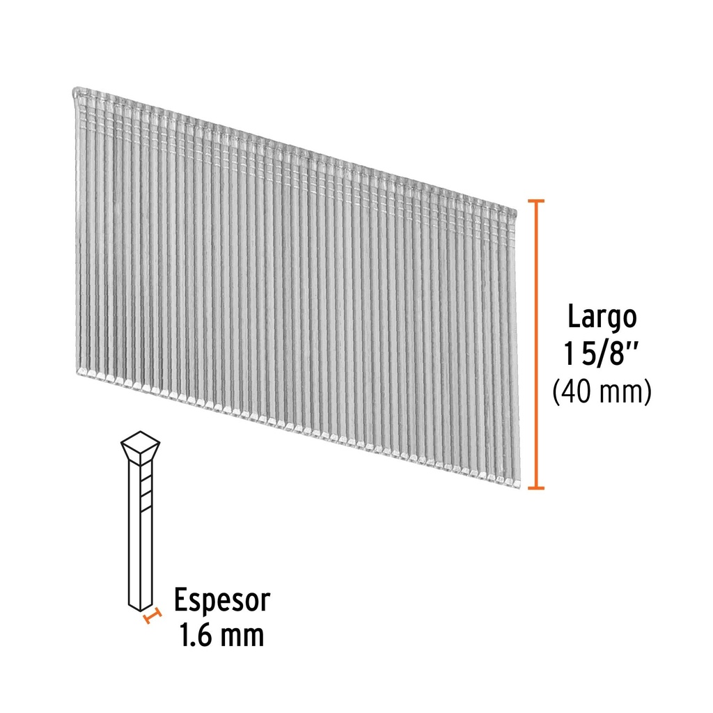 Caja con 2500 clavos calibre 16, 40 mm para CLNE-16, Truper