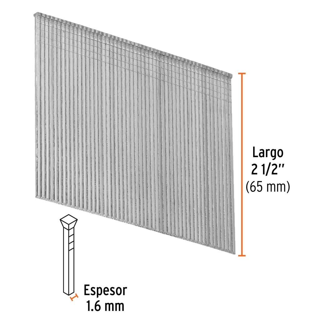 Caja con 2500 clavos calibre 16, 64 mm para CLNE-16, Truper