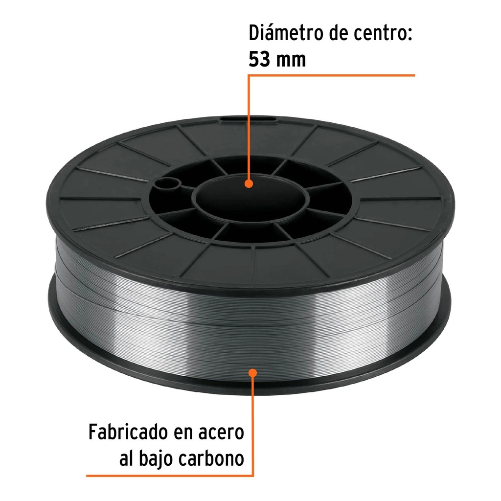 Caja con 5 kg de microlambre de núcleo fundente, sin gas