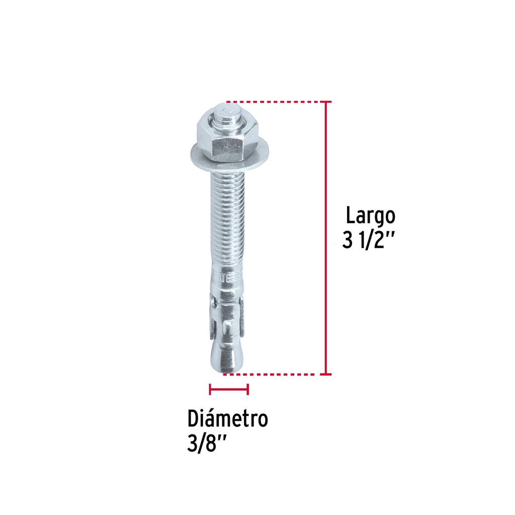 Caja con 50 taquetes arpón de 3/8' x 3-1/2', Fiero