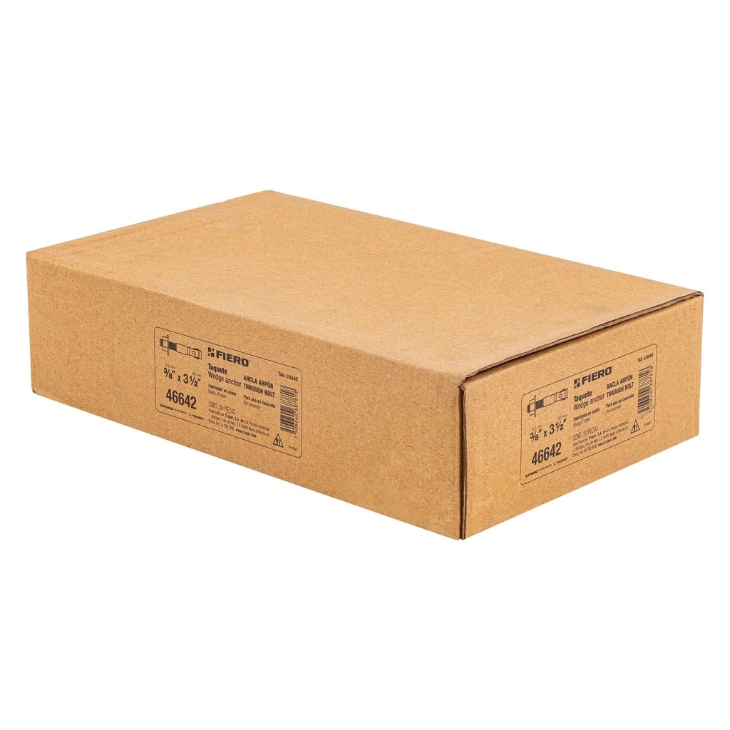 Caja con 50 taquetes arpón de 3/8' x 3-1/2', Fiero