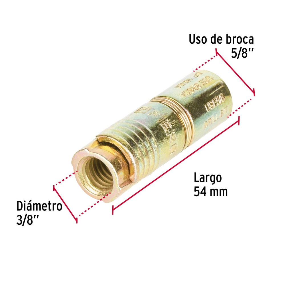 Caja con 50 taquetes expansivos de 3/8' sin tornillo, Fiero